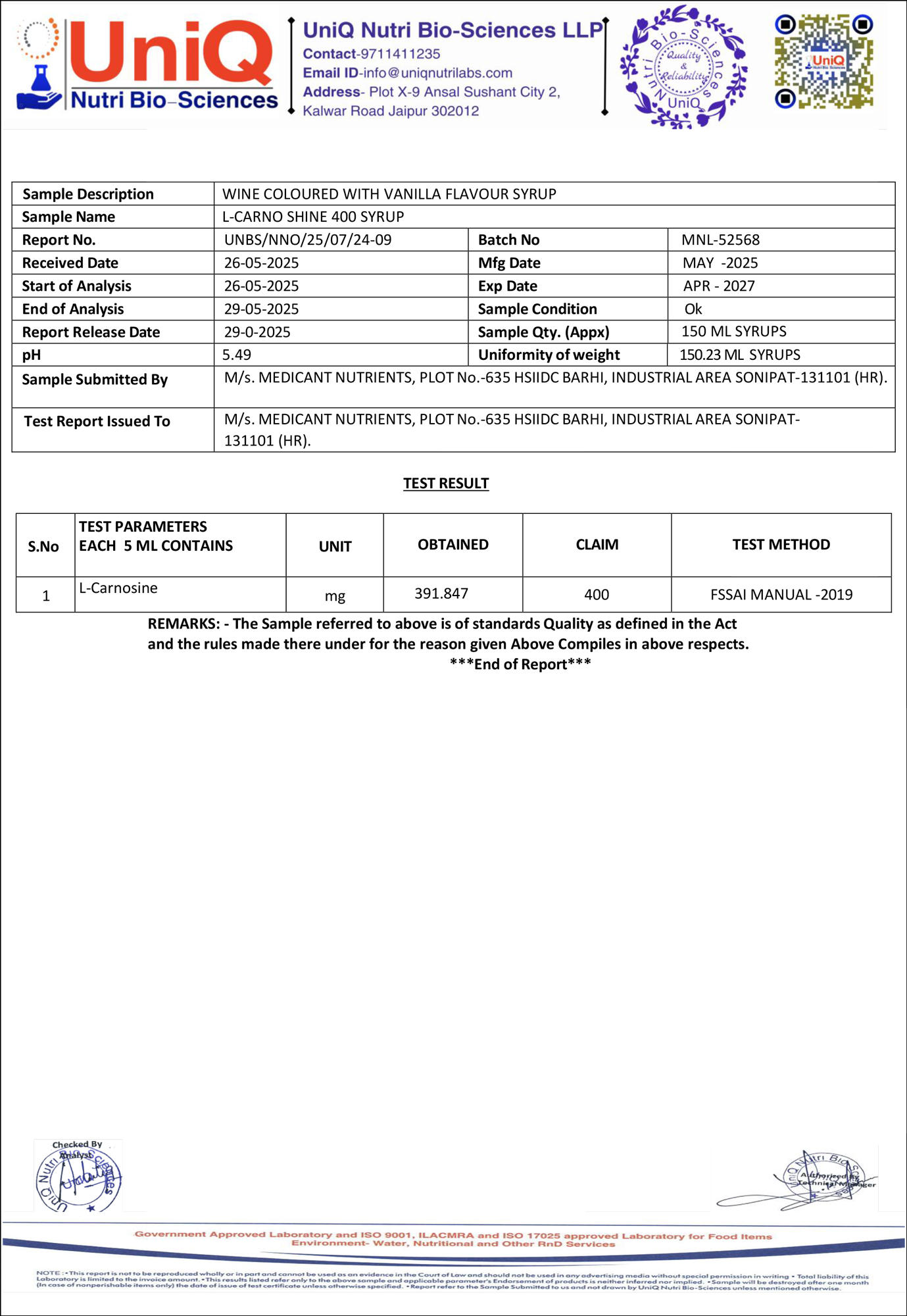 certificate of authentication